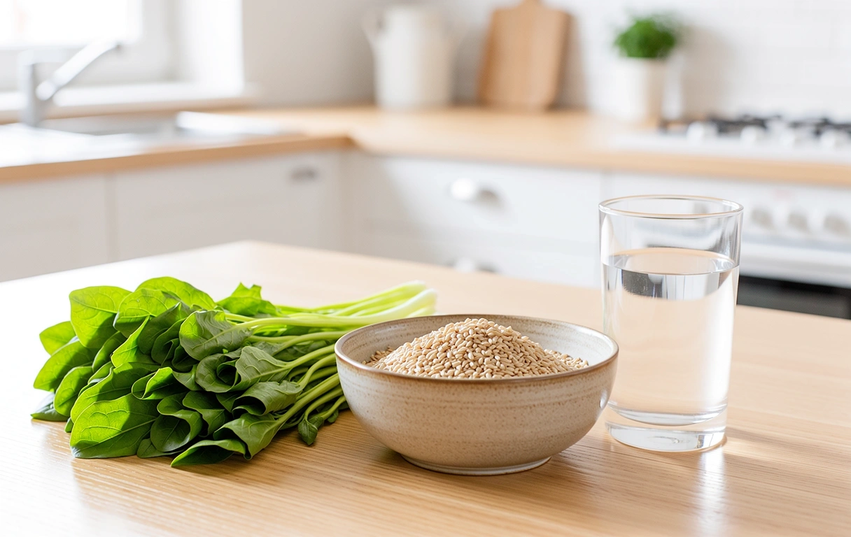 Healthy whole foods prepared for a balanced diet plan